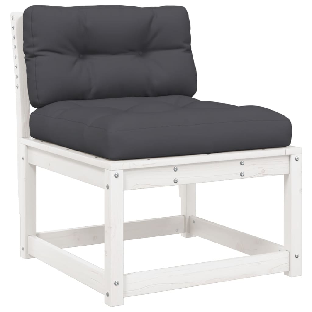 5-piece garden sofa set with cushions, white, solid pine