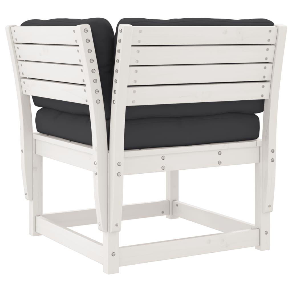 5-piece garden sofa set with cushions, white, solid pine