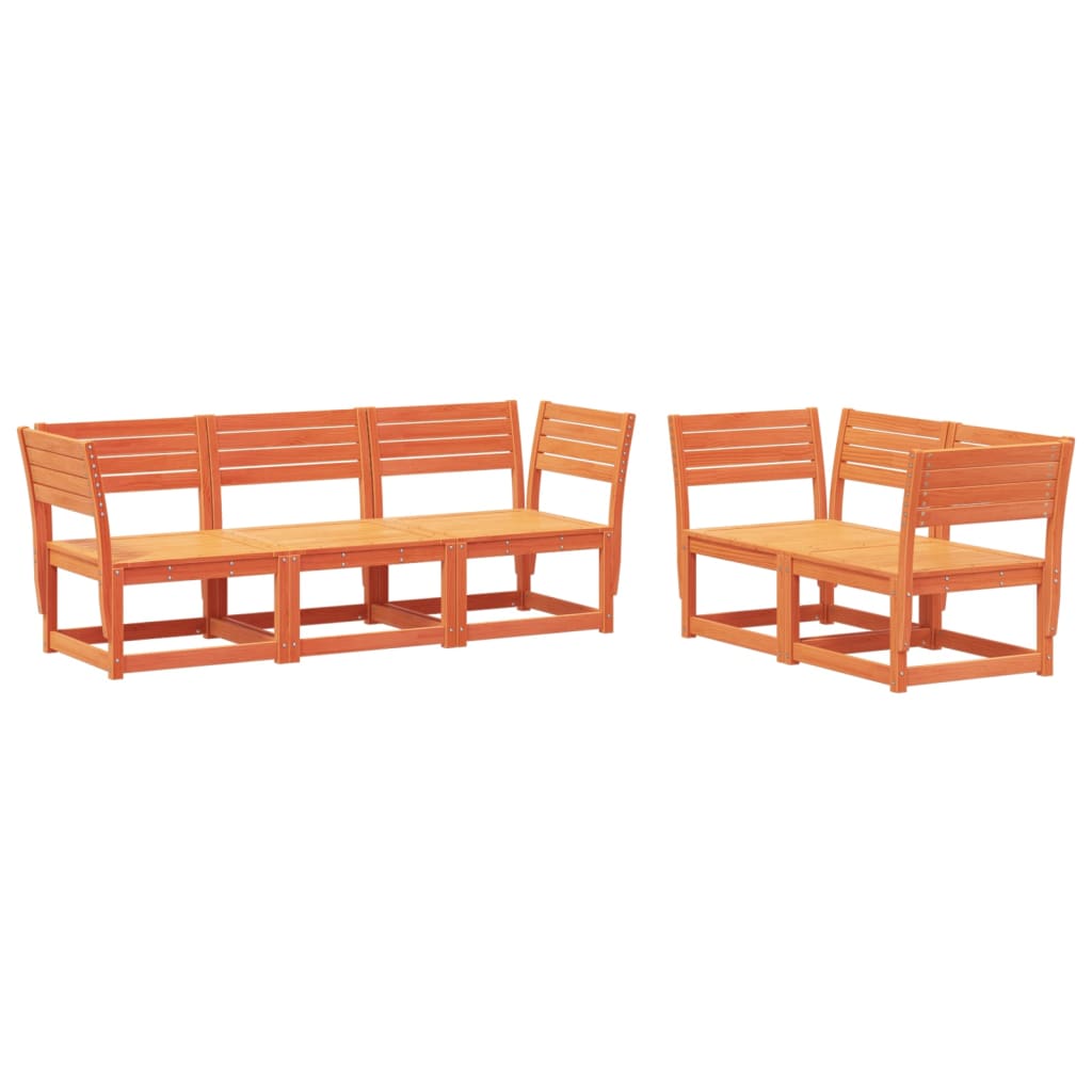5-piece garden sofa set, wax brown, solid pine wood