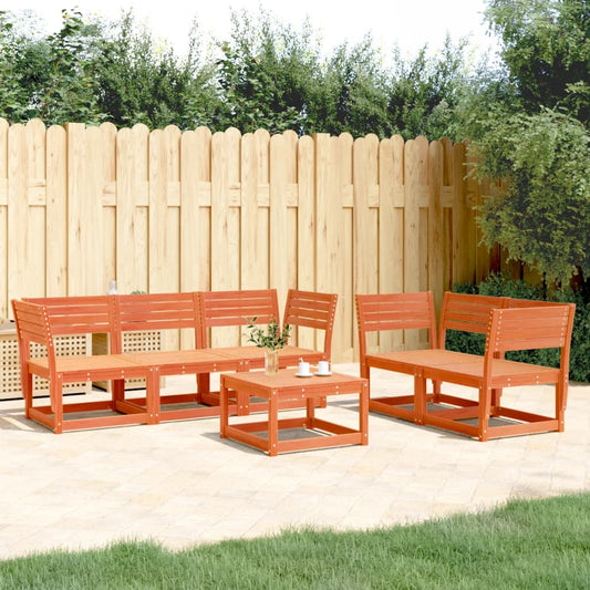 5-piece garden sofa set, wax brown, solid pine wood