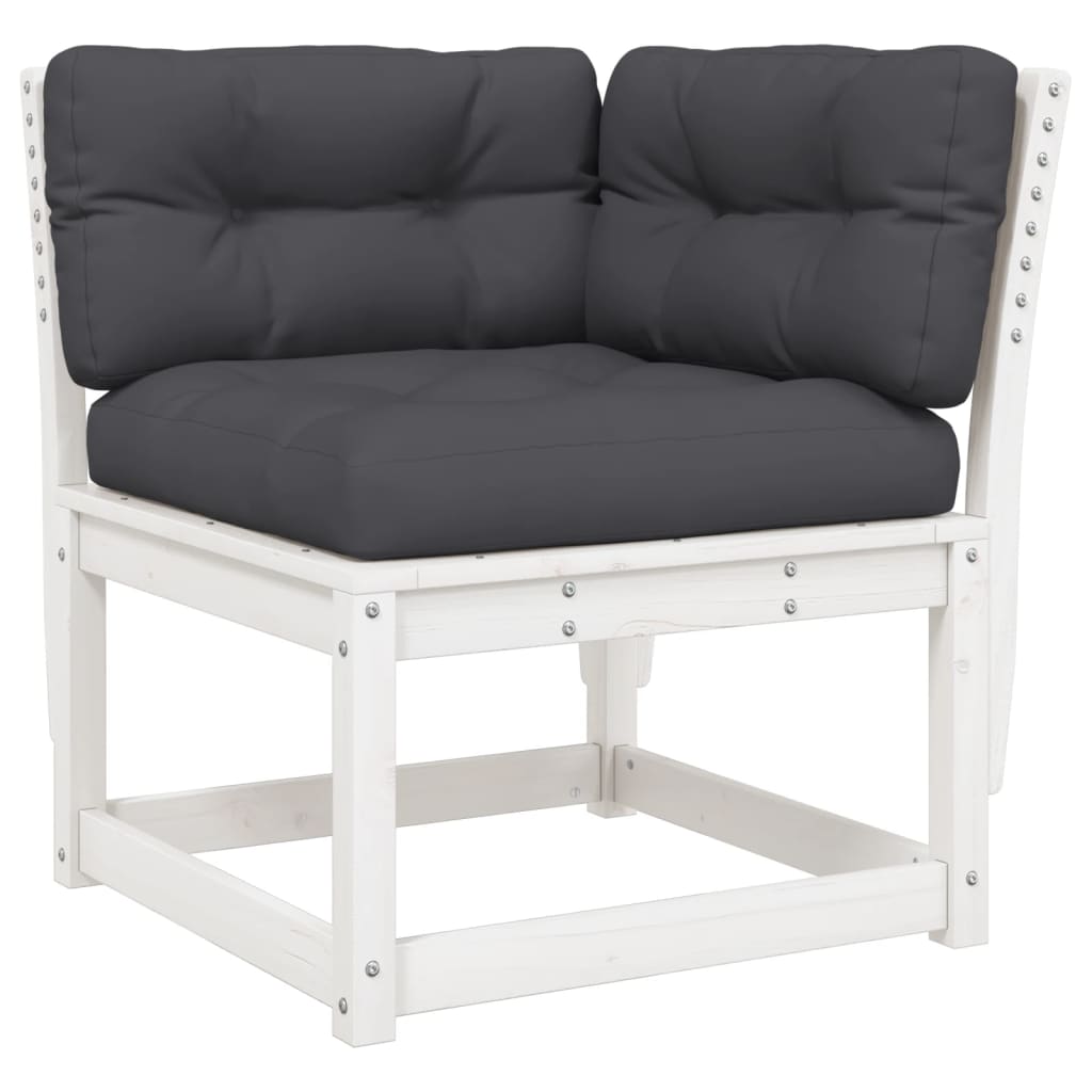 5-piece garden sofa set with cushions, white, solid pine