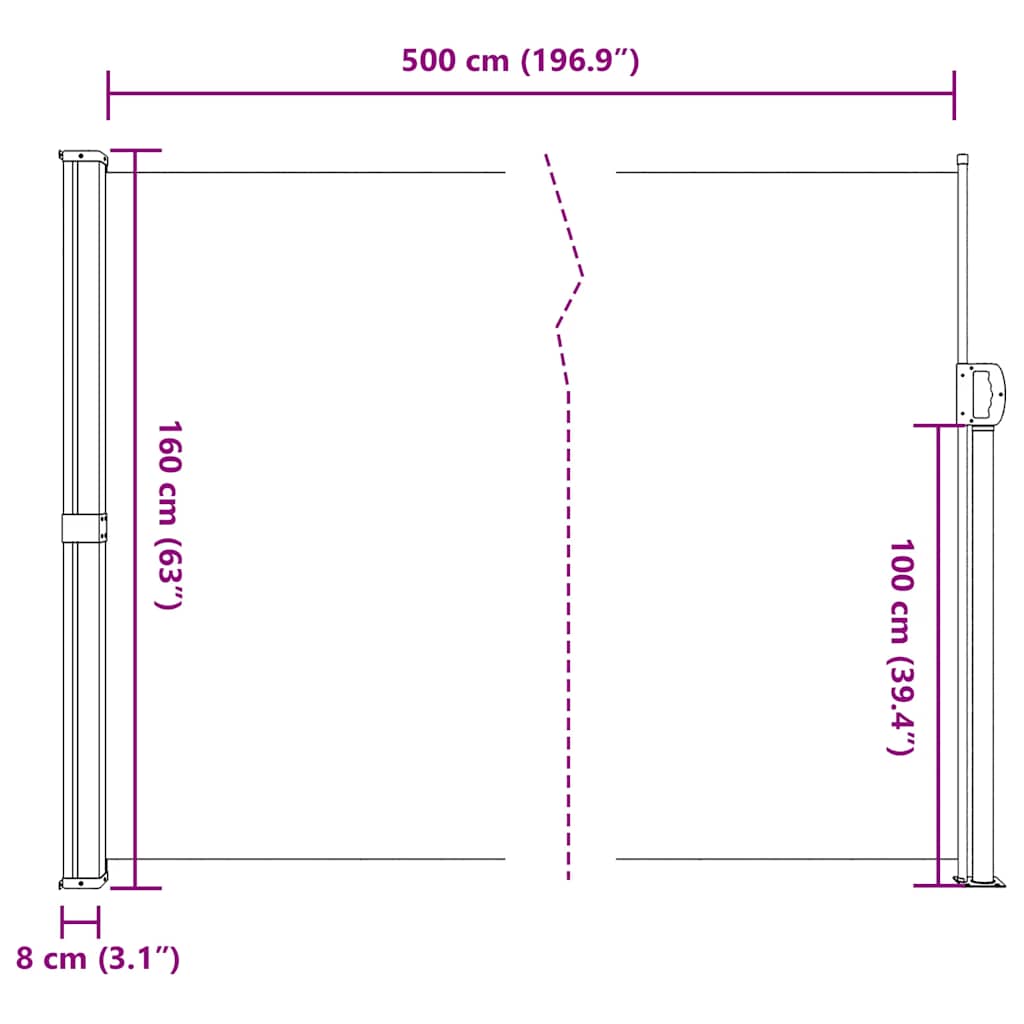 Seitenmarkise Ausziehbar Braun 160x500 cm