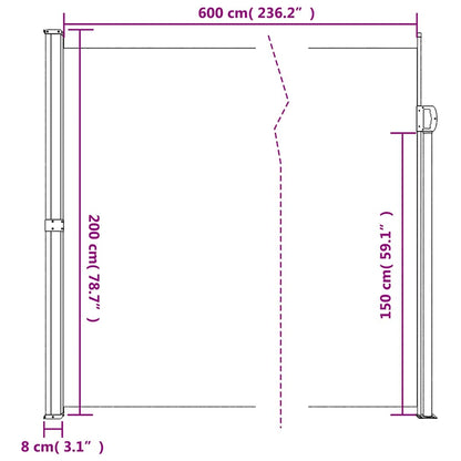 Seitenmarkise Ausziehbar Creme 200x600 cm