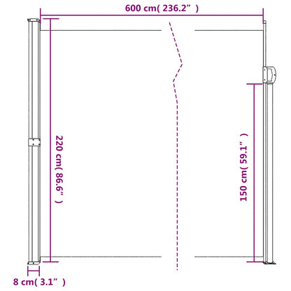 Seitenmarkise Ausziehbar Beige 220x600 cm