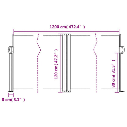 Seitenmarkise Ausziehbar Creme 120x1200 cm
