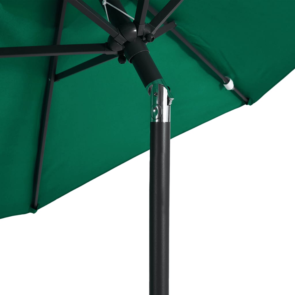 Parasol avec mât en acier vert 225x225x212 cm