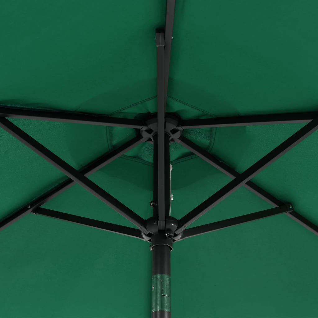 Parasol avec mât en acier vert 225x225x212 cm