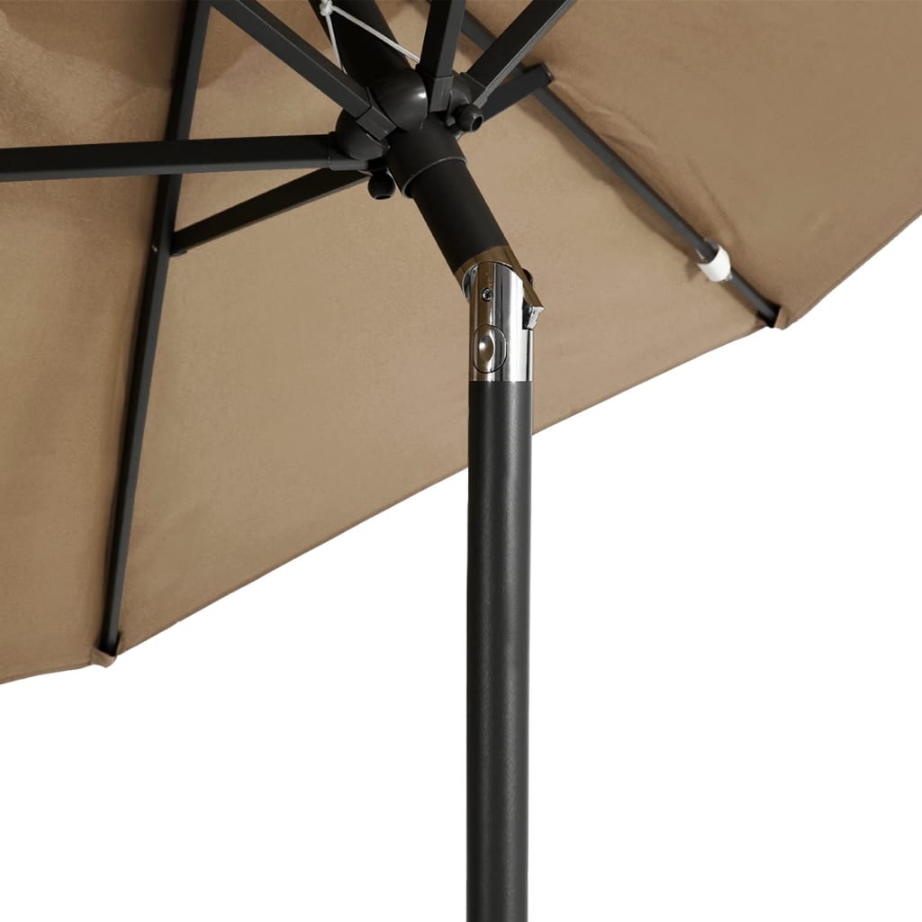 Parasol avec mât en acier taupe 225x225x212 cm