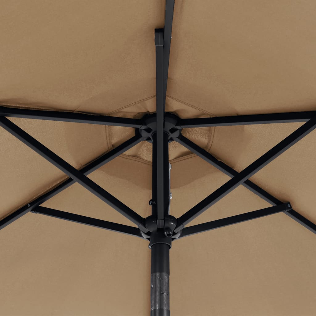 Parasol avec mât en acier taupe 225x225x212 cm