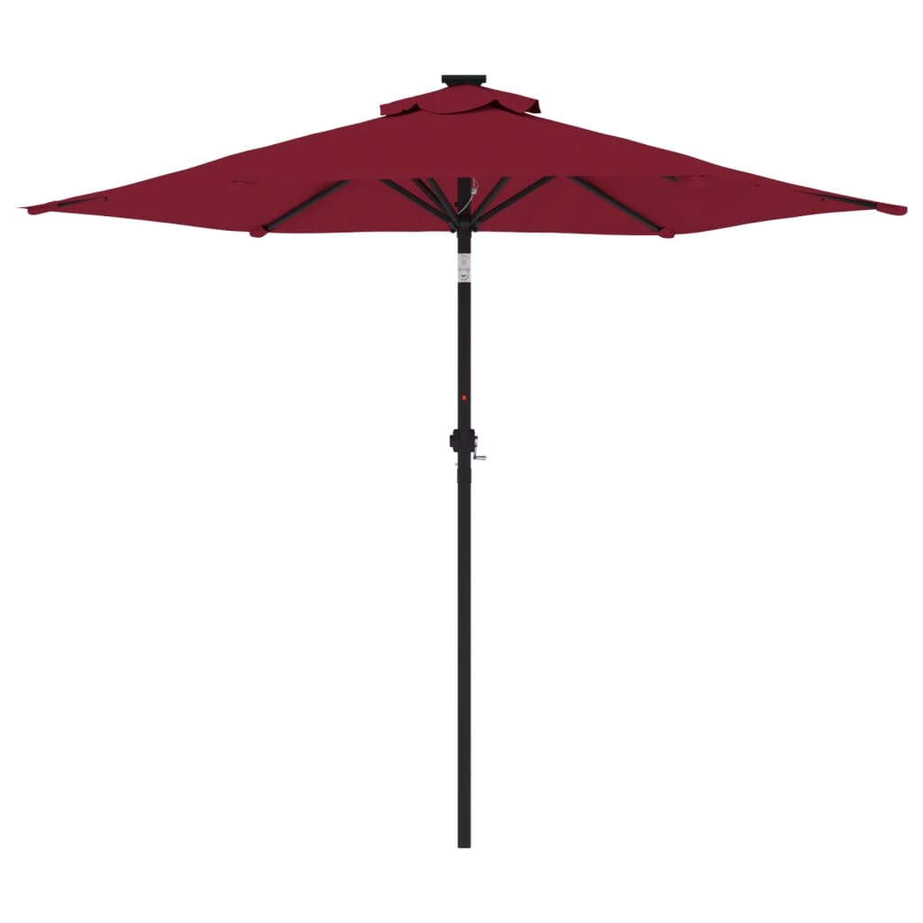 Parasol avec mât en acier rouge vin 225x225x212 cm