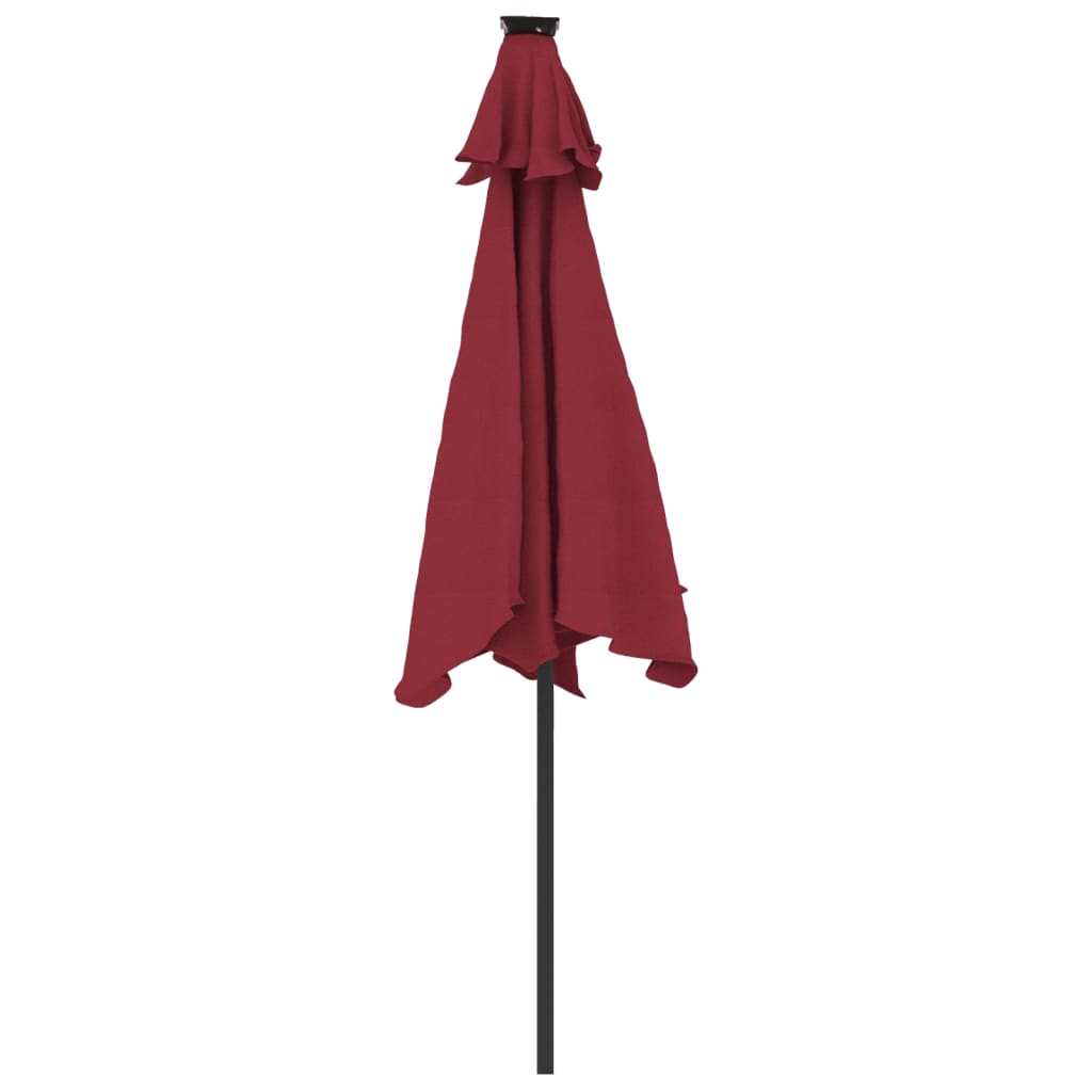 Parasol avec mât en acier rouge vin 225x225x212 cm