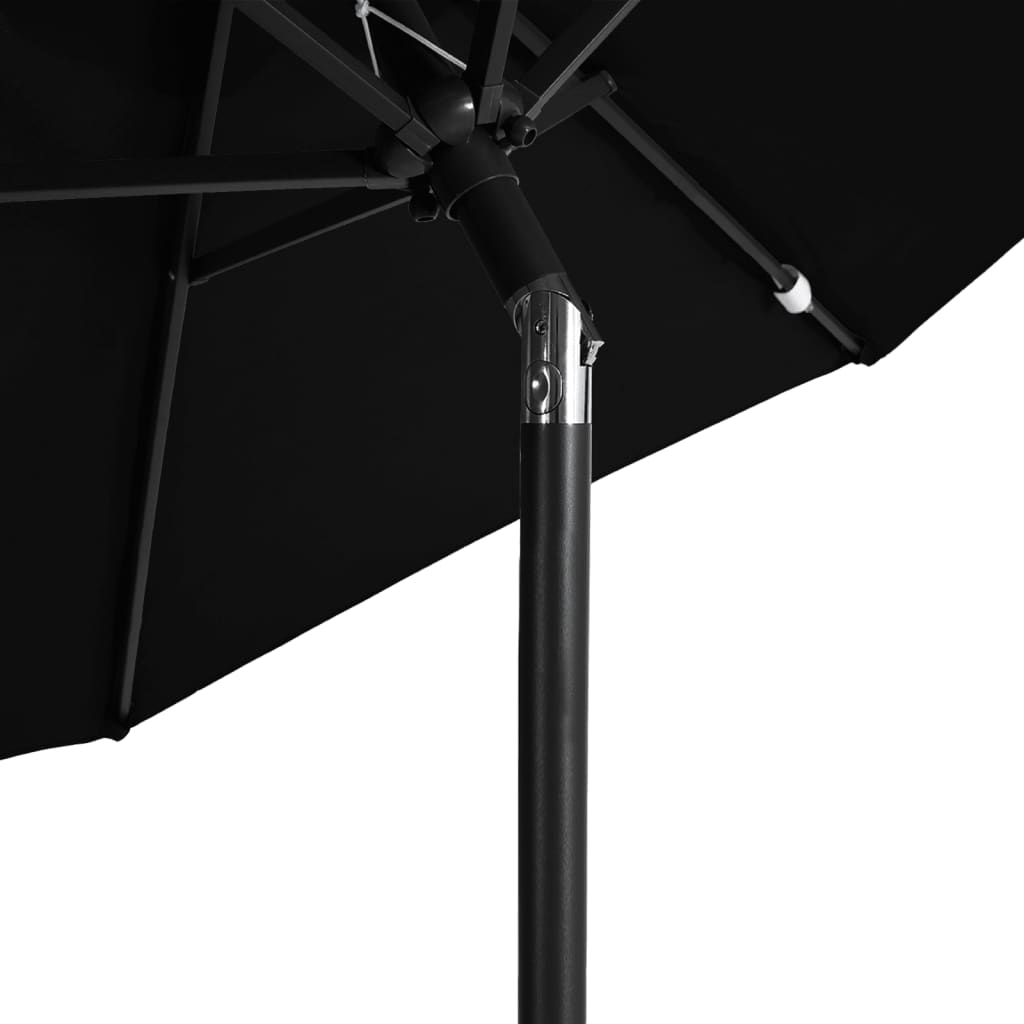 Parasol avec mât en acier noir 225x225x212 cm