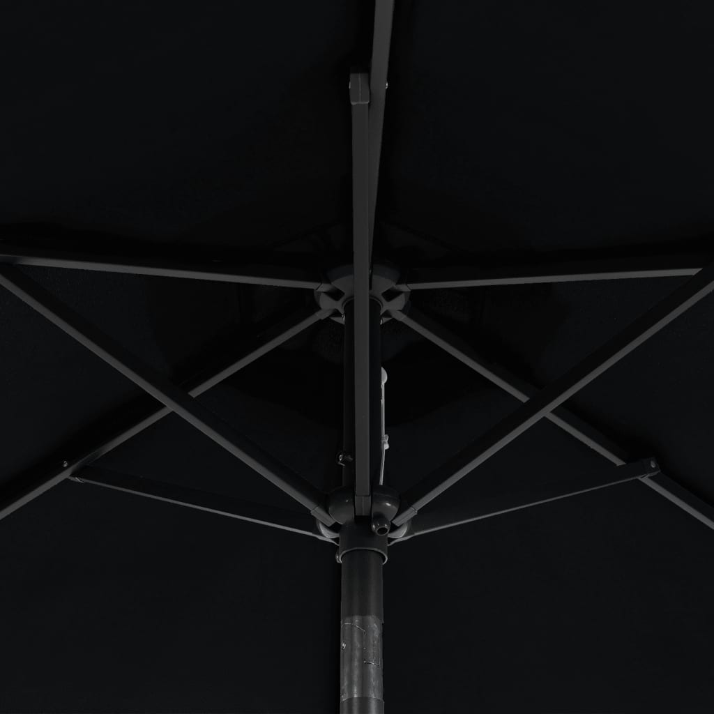 Parasol avec mât en acier noir 225x225x212 cm