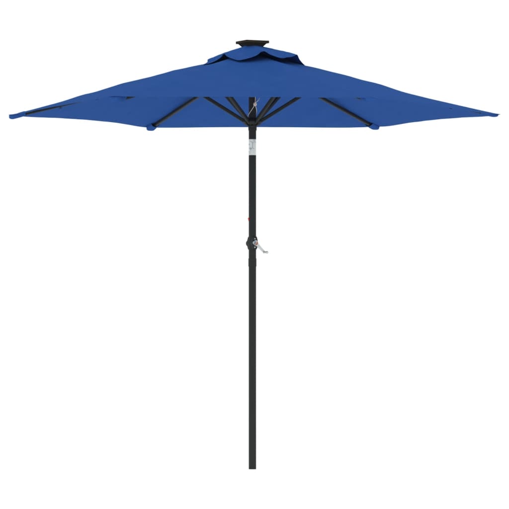 Parasol avec mât en acier bleu azur 225x225x212 cm