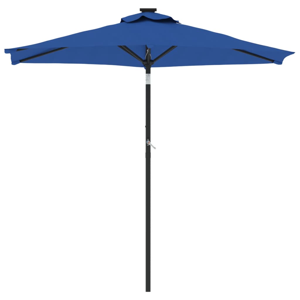 Parasol avec mât en acier bleu azur 225x225x212 cm