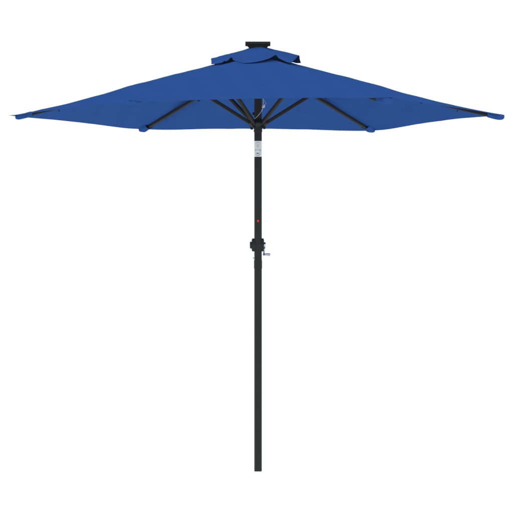 Parasol avec mât en acier bleu azur 225x225x212 cm