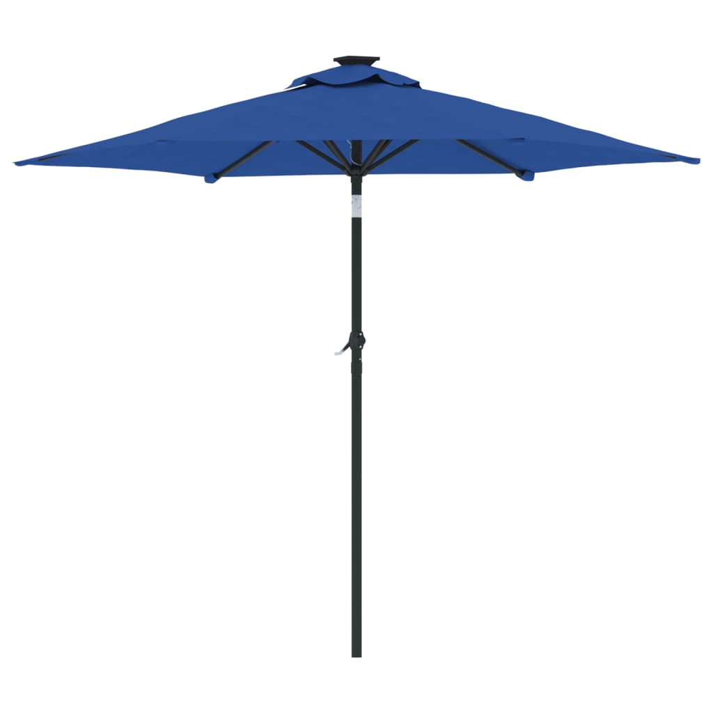 Parasol avec mât en acier bleu azur 225x225x212 cm