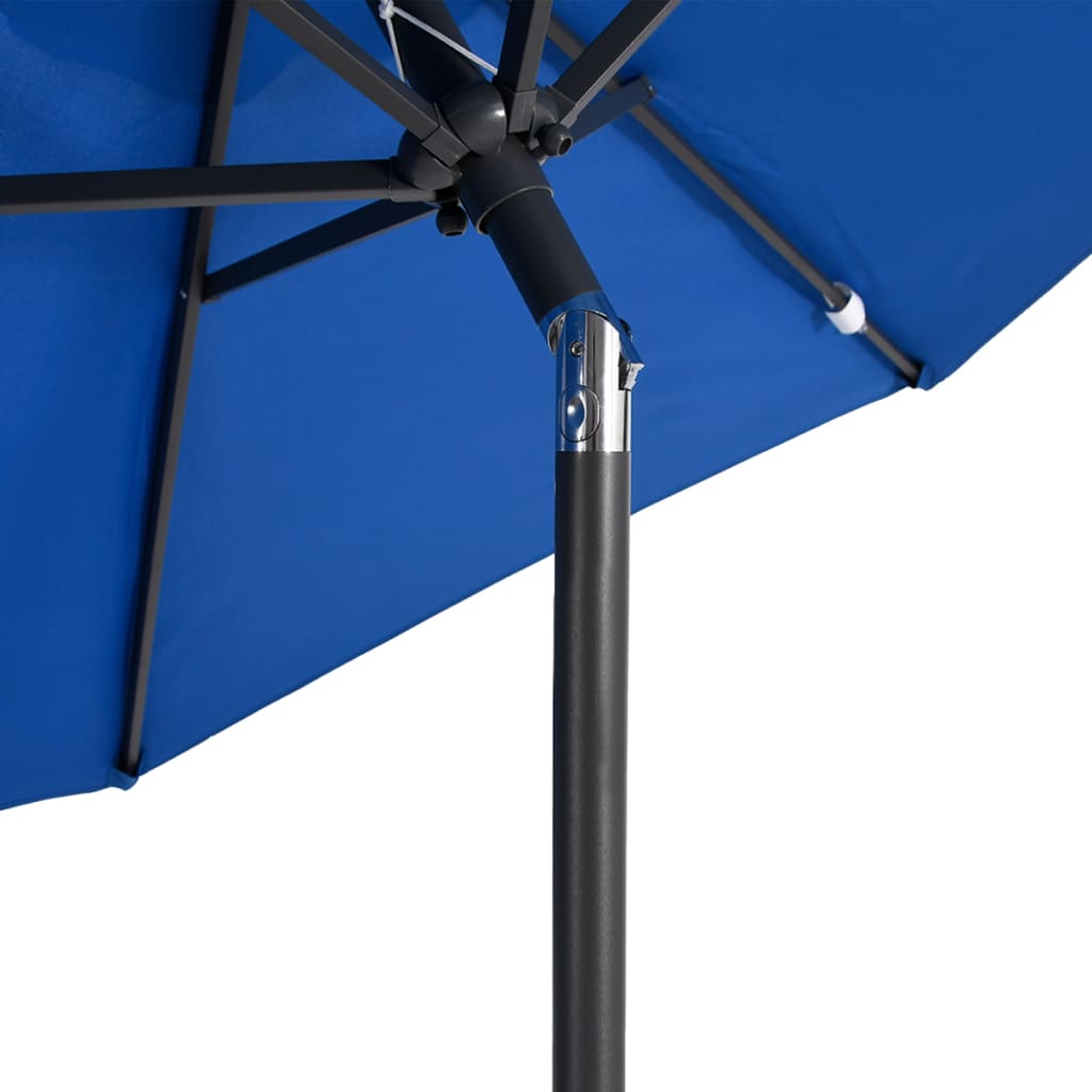 Parasol avec mât en acier bleu azur 225x225x212 cm