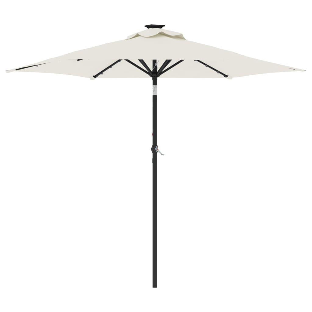 Parasol avec LED et mât en acier blanc 225x225x212 cm