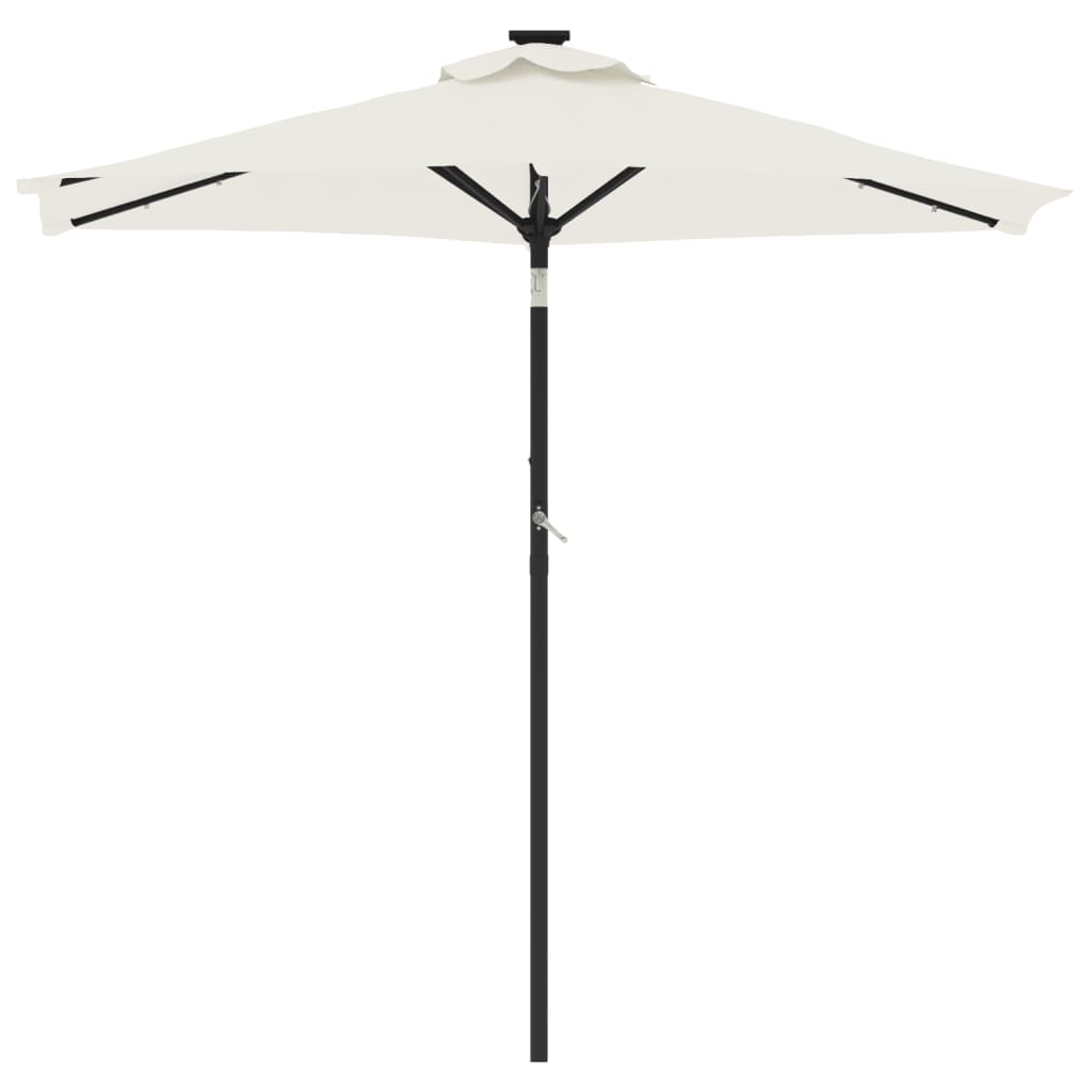 Parasol avec LED et mât en acier blanc 225x225x212 cm