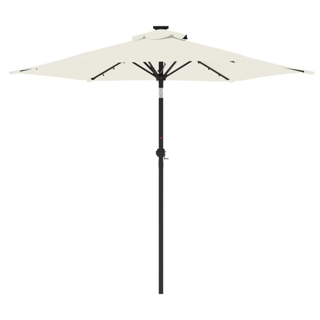 Parasol avec LED et mât en acier blanc 225x225x212 cm