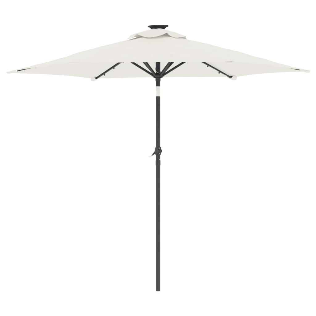 Parasol avec LED et mât en acier blanc 225x225x212 cm