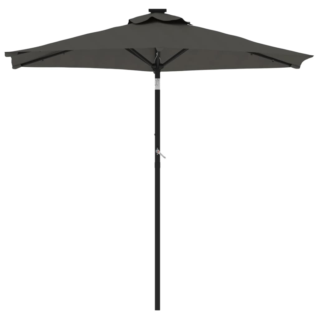 Parasol avec LED et mât en acier anthracite 225x225x212 cm