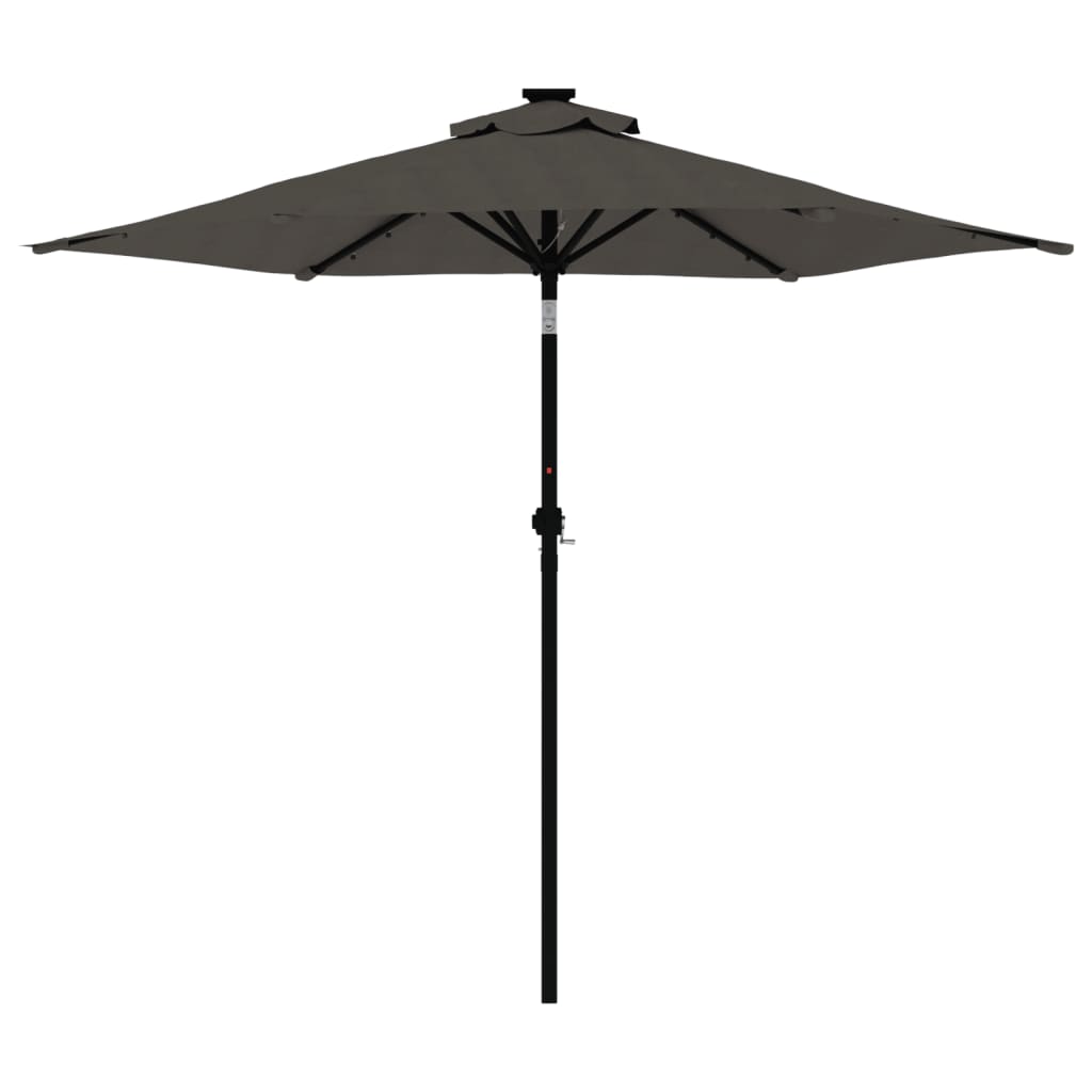 Parasol avec LED et mât en acier anthracite 225x225x212 cm