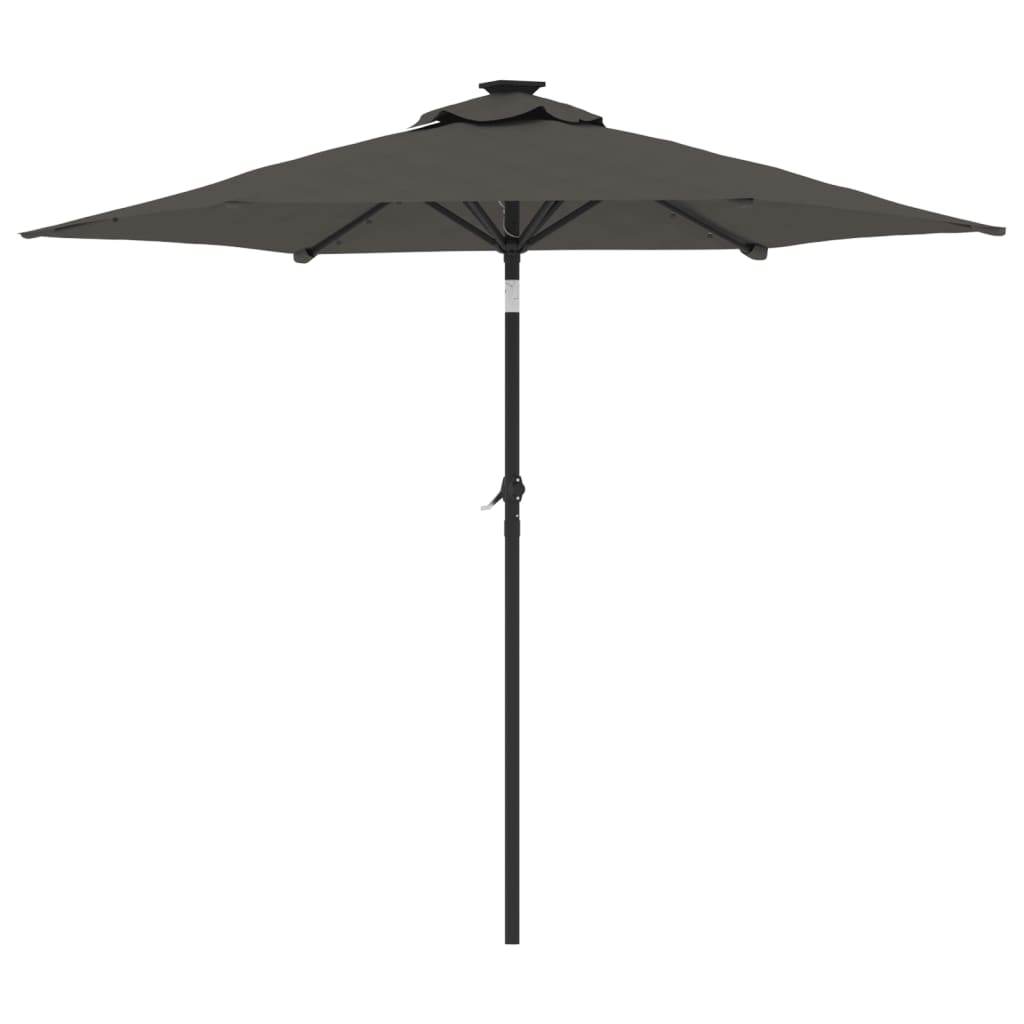 Parasol avec LED et mât en acier anthracite 225x225x212 cm