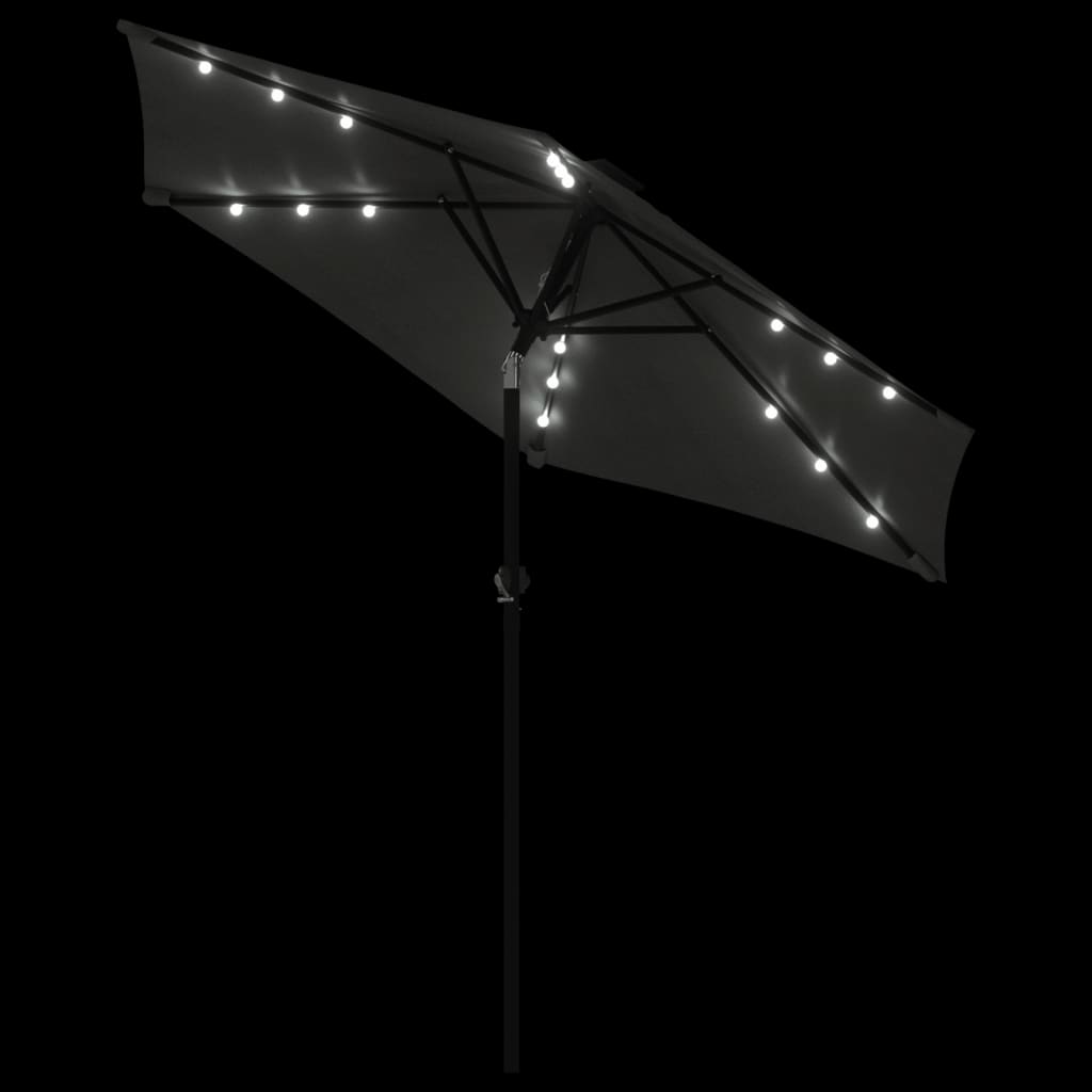 Parasol avec LED et mât en acier anthracite 225x225x212 cm