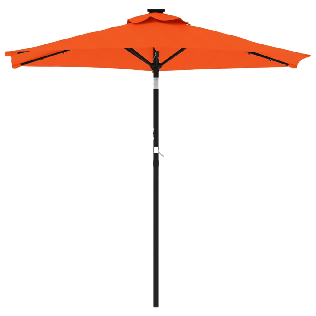 Parasol avec LED et mât en acier terre cuite 225x225x212 cm