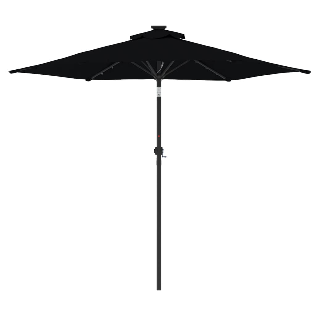 Parasol avec LED et mât en acier noir 225x225x212 cm