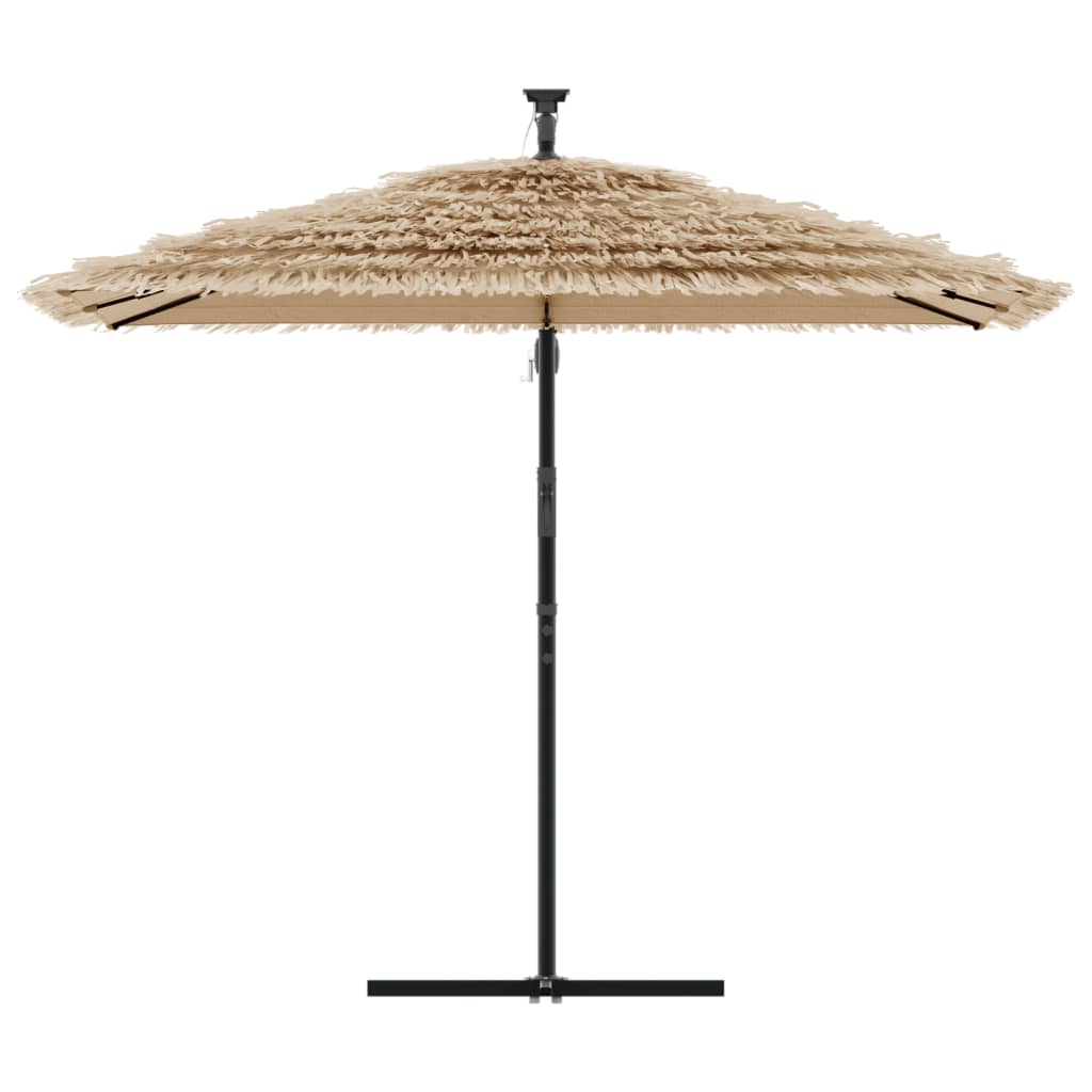 Parasol avec LED et mât en acier marron 269x269x235 cm