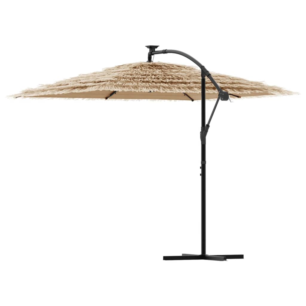 Parasol avec LED et mât en acier marron 269x269x235 cm