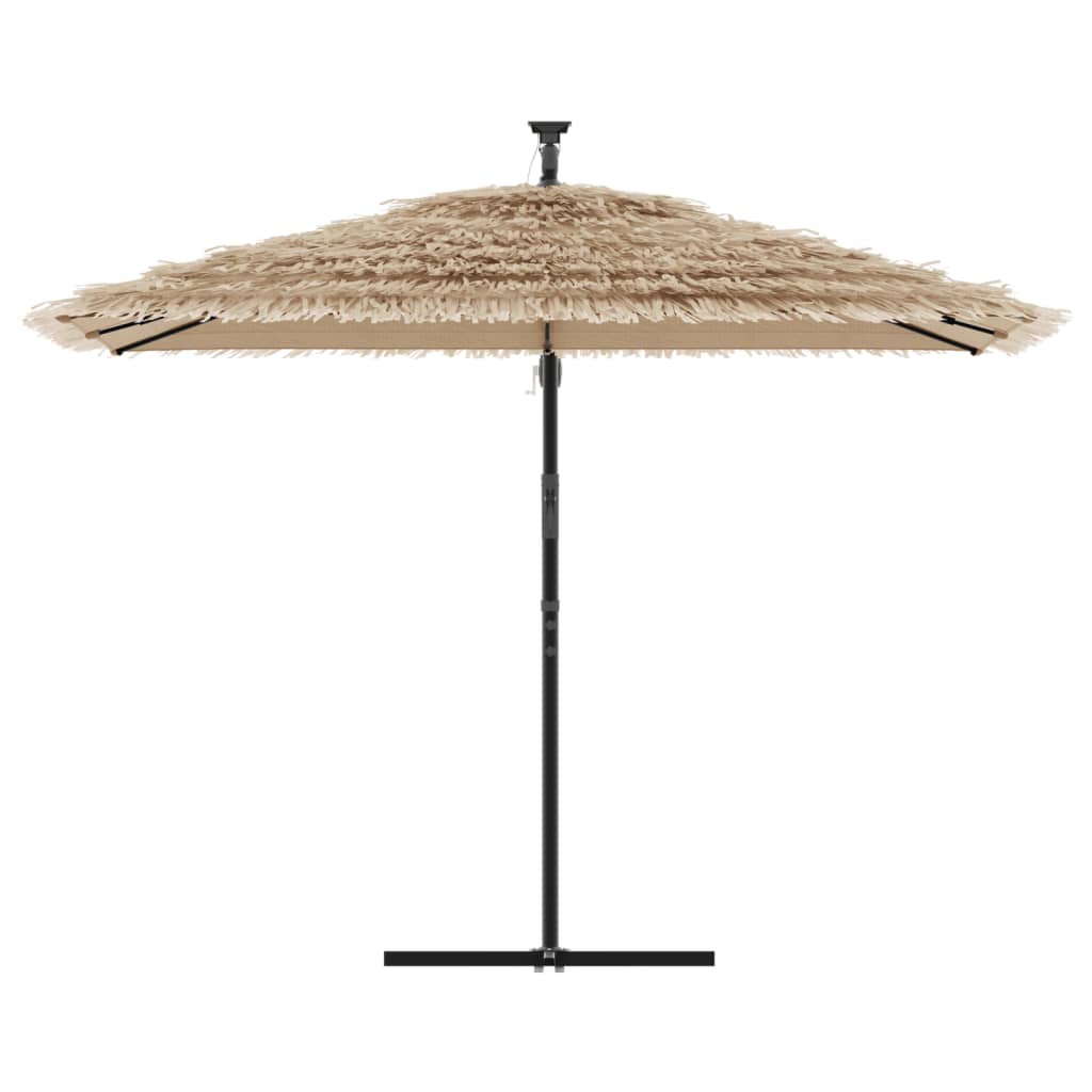 Parasol avec LED et mât en acier marron 290x290x238 cm