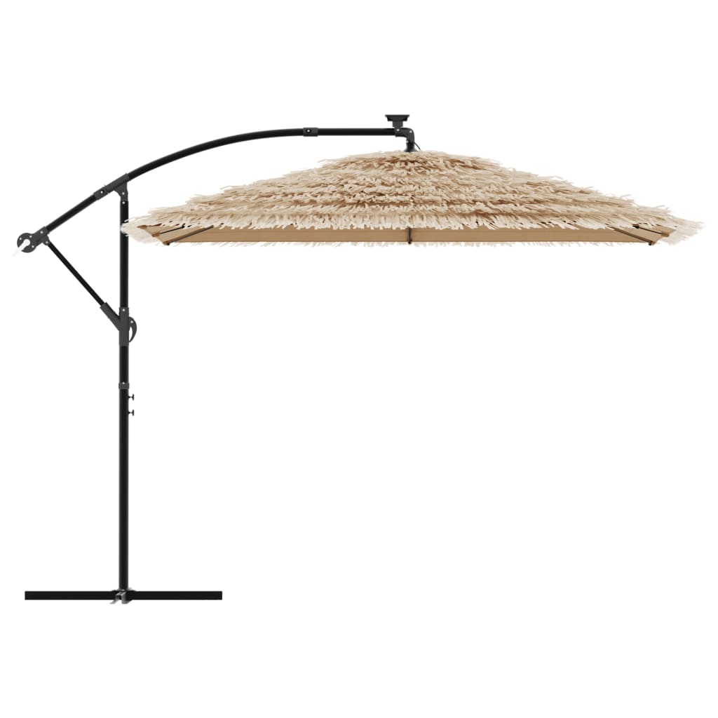 Parasol avec LED et mât en acier marron 290x290x238 cm