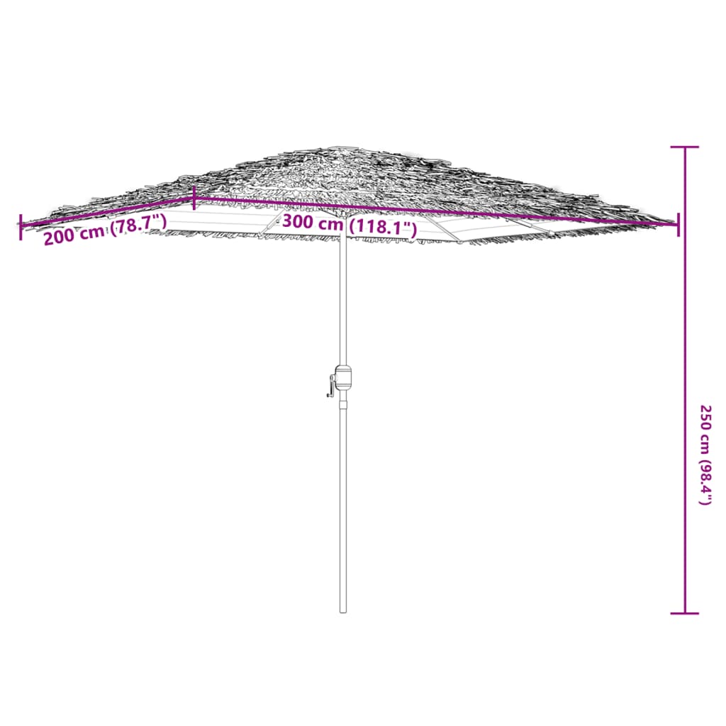 Parasol avec mât en acier vert 300x200x250 cm