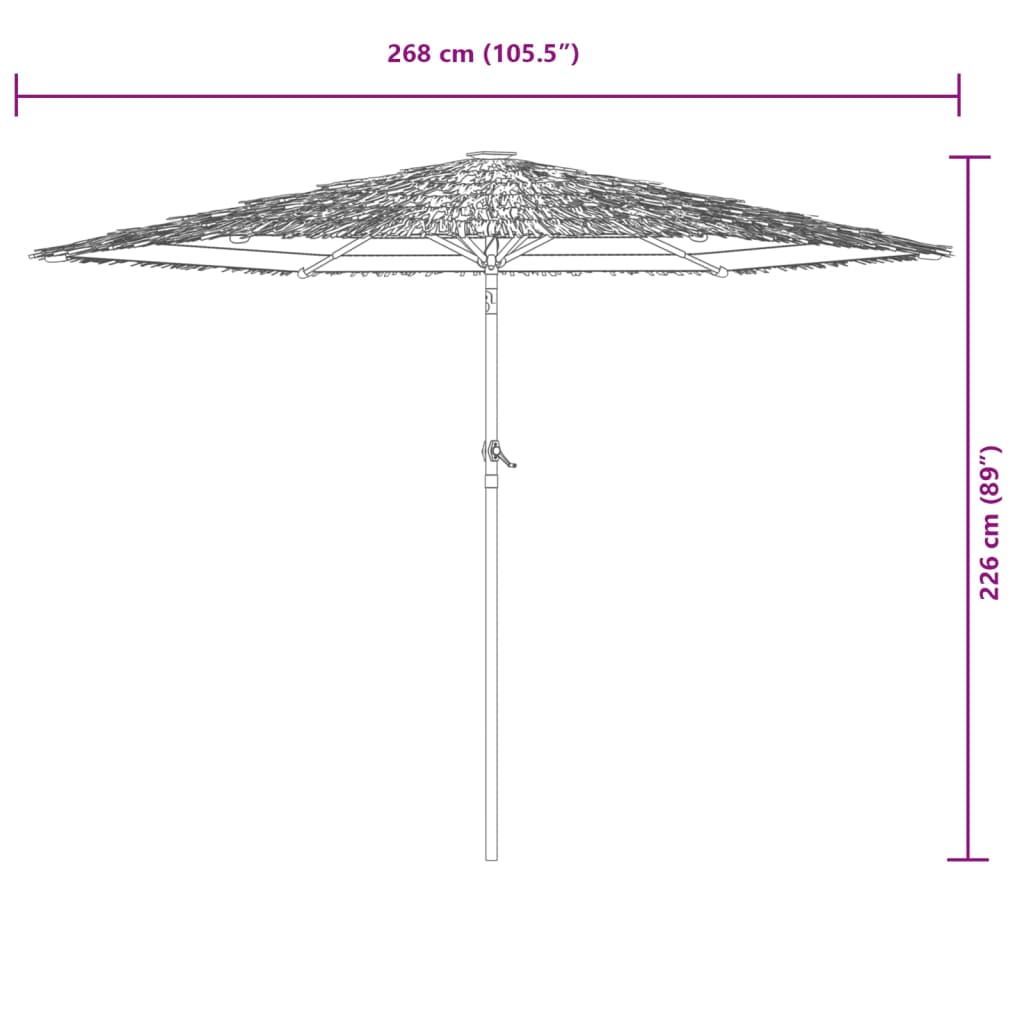 Parasol avec mât en acier marron 268x268x226 cm