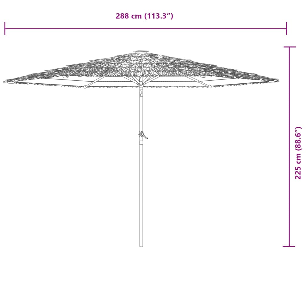 Parasol avec mât en acier marron 288x288x225 cm