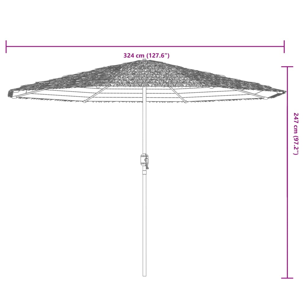 Parasol avec mât en acier marron 324x324x247 cm