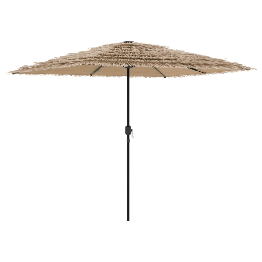 Parasol avec LED et mât en acier marron 248x248x248 cm