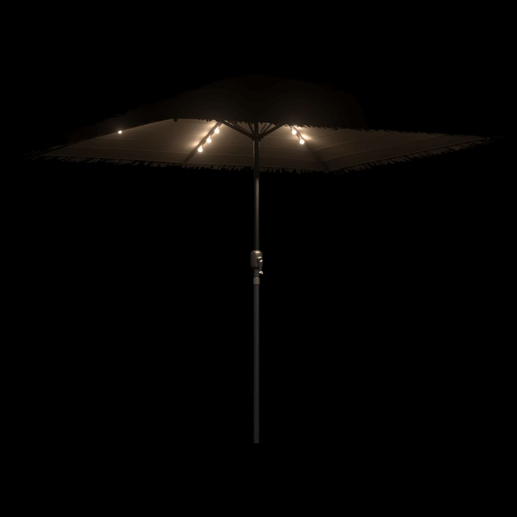 Parasol avec LED et mât en acier marron 248x248x248 cm