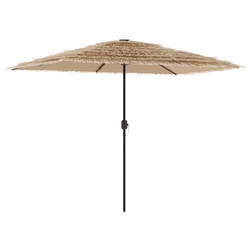 Parasol avec LED et mât en acier marron 300x200x250 cm