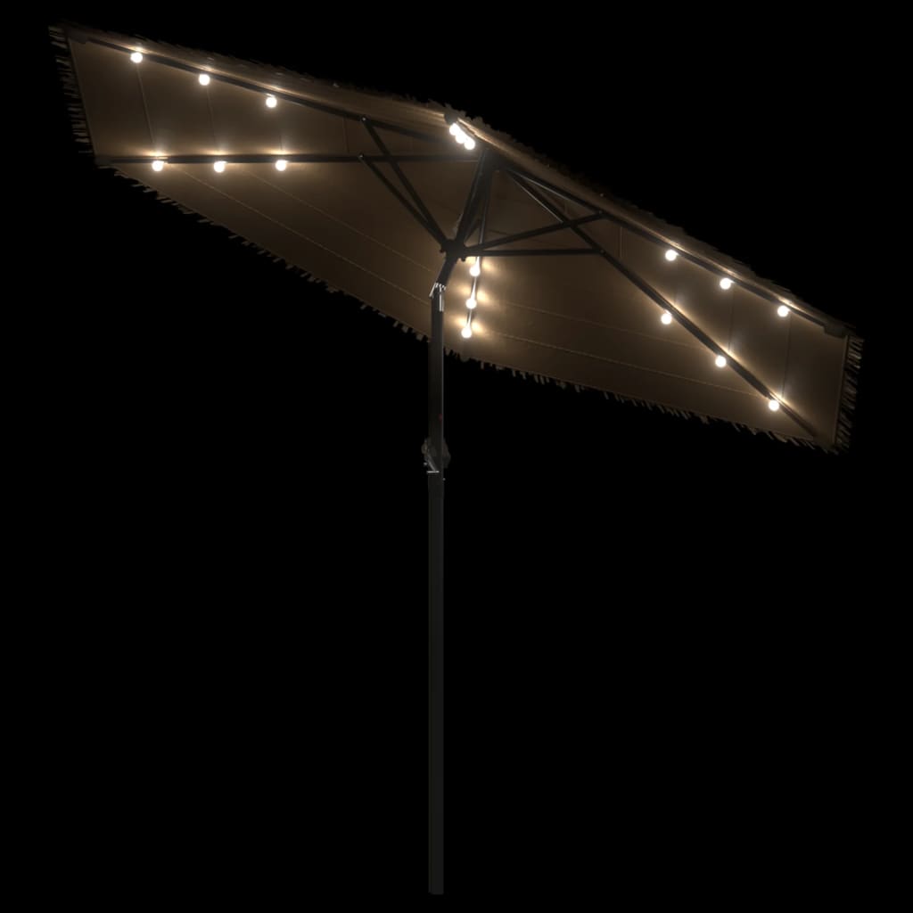 Parasol avec LED et mât en acier marron 268x268x226 cm