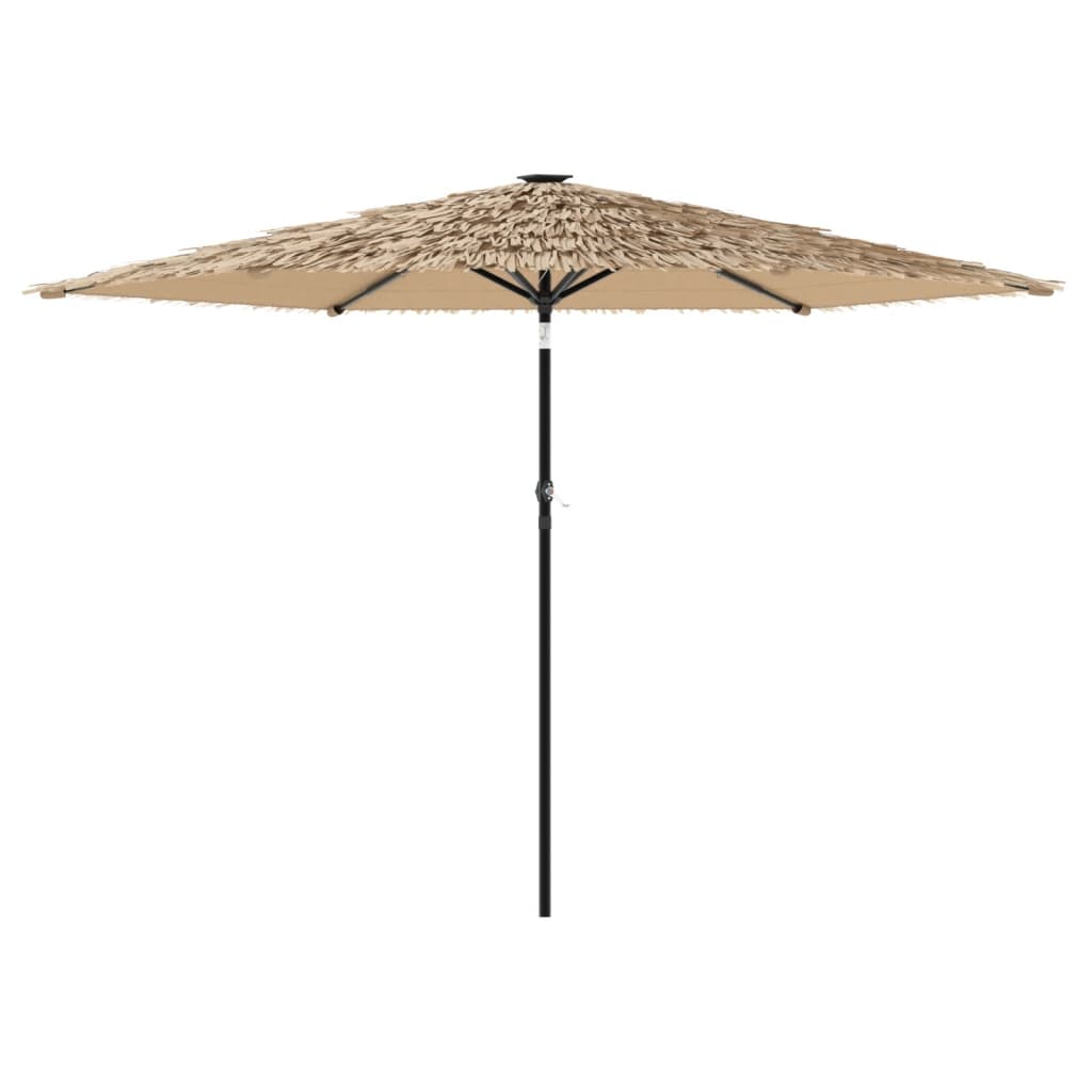 Parasol avec LED et mât en acier marron 288x288x225 cm