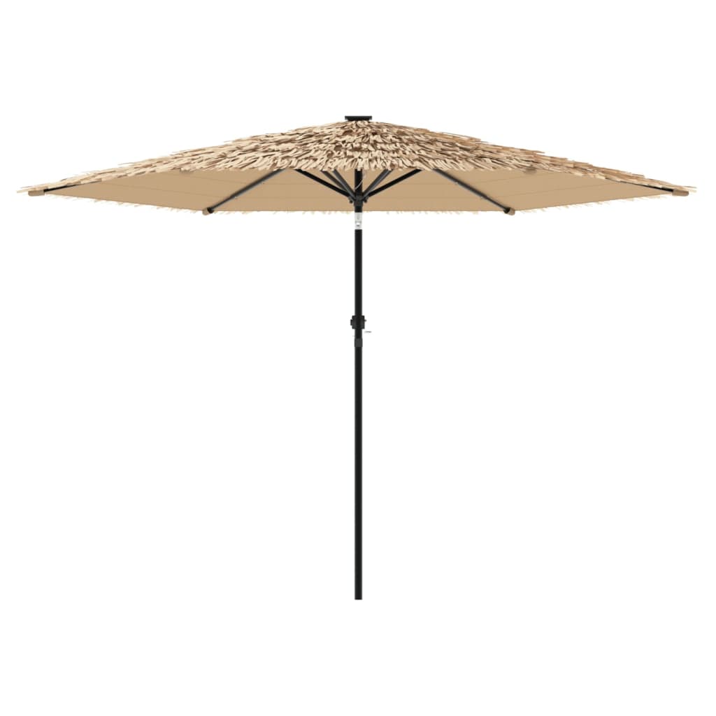 Parasol avec LED et mât en acier marron 288x288x225 cm