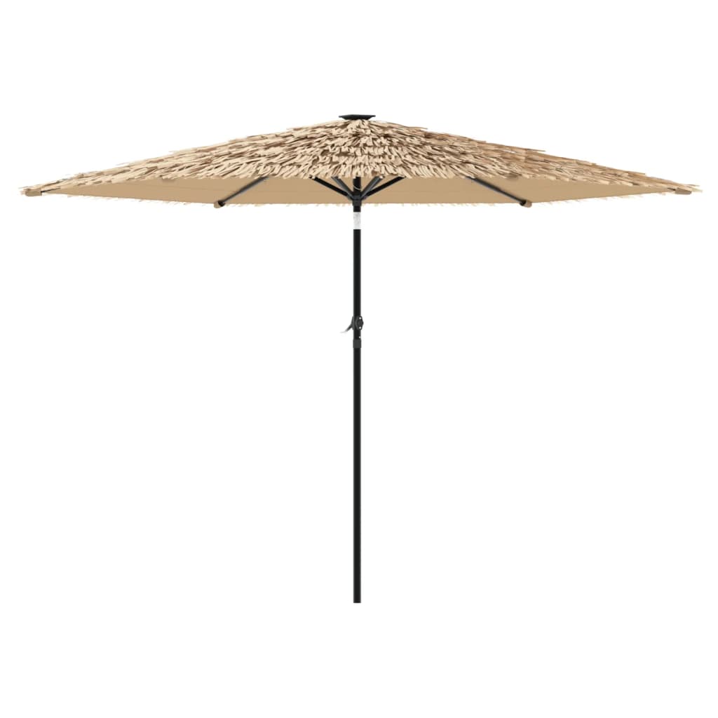 Parasol avec LED et mât en acier marron 288x288x225 cm