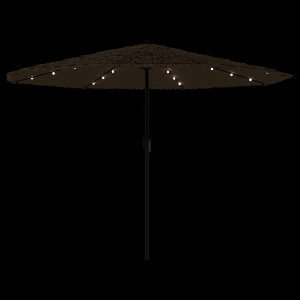 Parasol avec LED et mât en acier marron 324x324x247 cm