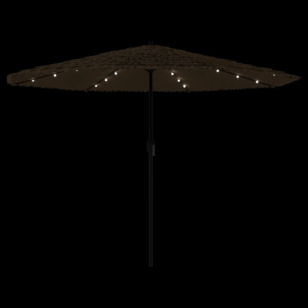 Parasol avec LED et mât en acier marron 388x388x248 cm