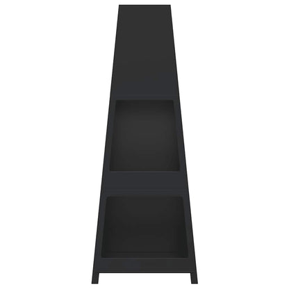 Gartenkamin mit Holzablage Turm-Design Schwarz Stahl